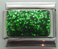 Green glitter charm - enamel 9mm Italian charm